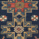 Handwoven blue ground persian rug with bird-like figures