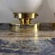 Set of two white opaline ball wall lights