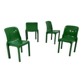 Lot de 4 chaises Selene vertes par Vico Magistretti pour Artemide, 1970