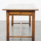 Antique French Farmhouse Dining Table in Oak with 2 Drawers