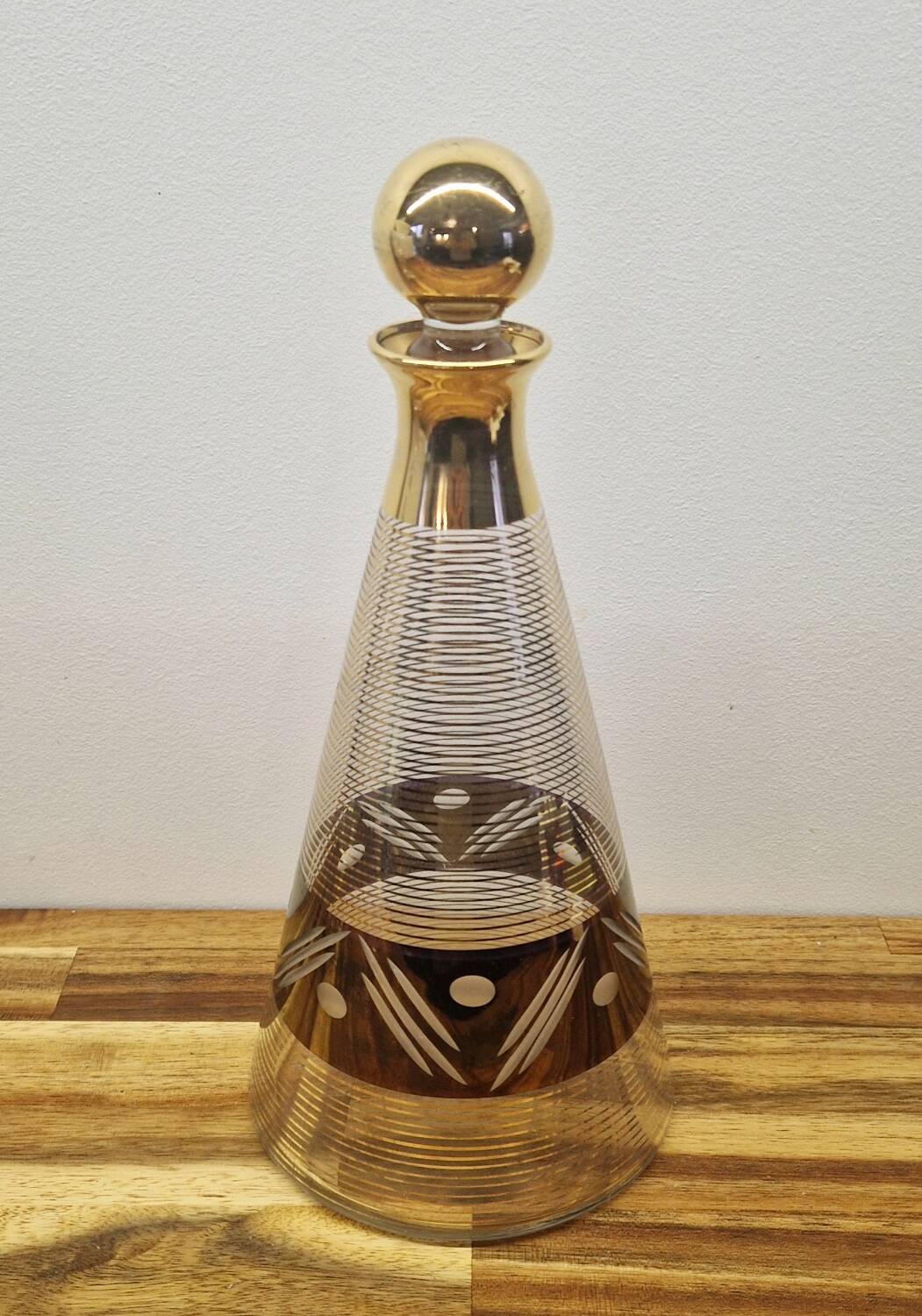 Art Deco style glass carafe with gold decoration