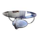 Vintage chrome coffee table / coffee table with smoked glass