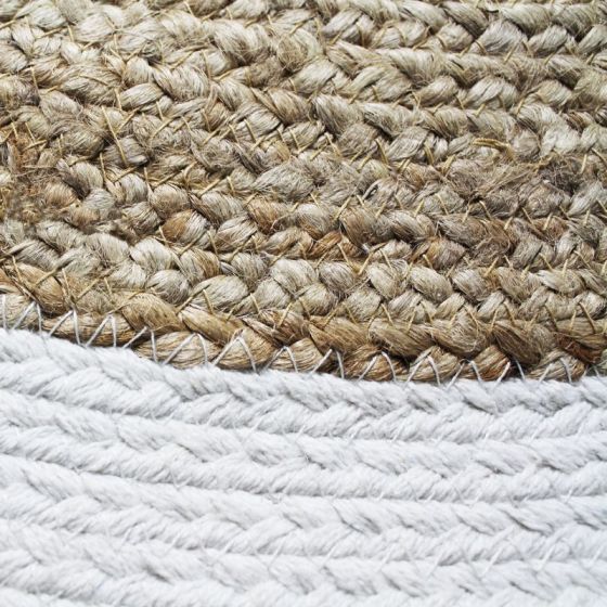 Round carpet in beige white jute 160 cm
