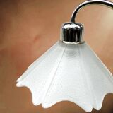 Pair of vintage lamps in chrome metal and frosted textured glass - Massive