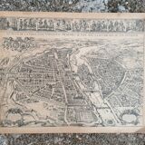 Old map of Paris by Melchior Tavernier
