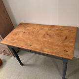 Revisited antique desk - matte grey and natural top