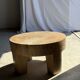 Coffee table, four-legged low table in natural solid monoxyle mango wood.