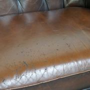 English Chesterfield 2.5 seater sofa in dark brown flamed cowhide leather