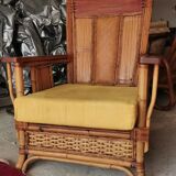Old set sofa and rattan chair and caning