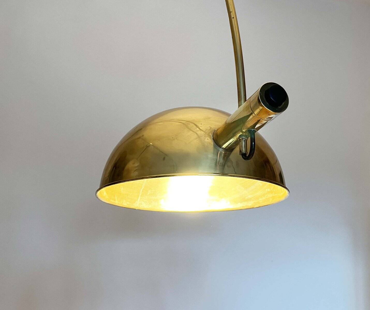 German Postmodern Vintage Brass Arc Floor Lamp with Clamp Rod attributed to Florian Schulz, 1970s