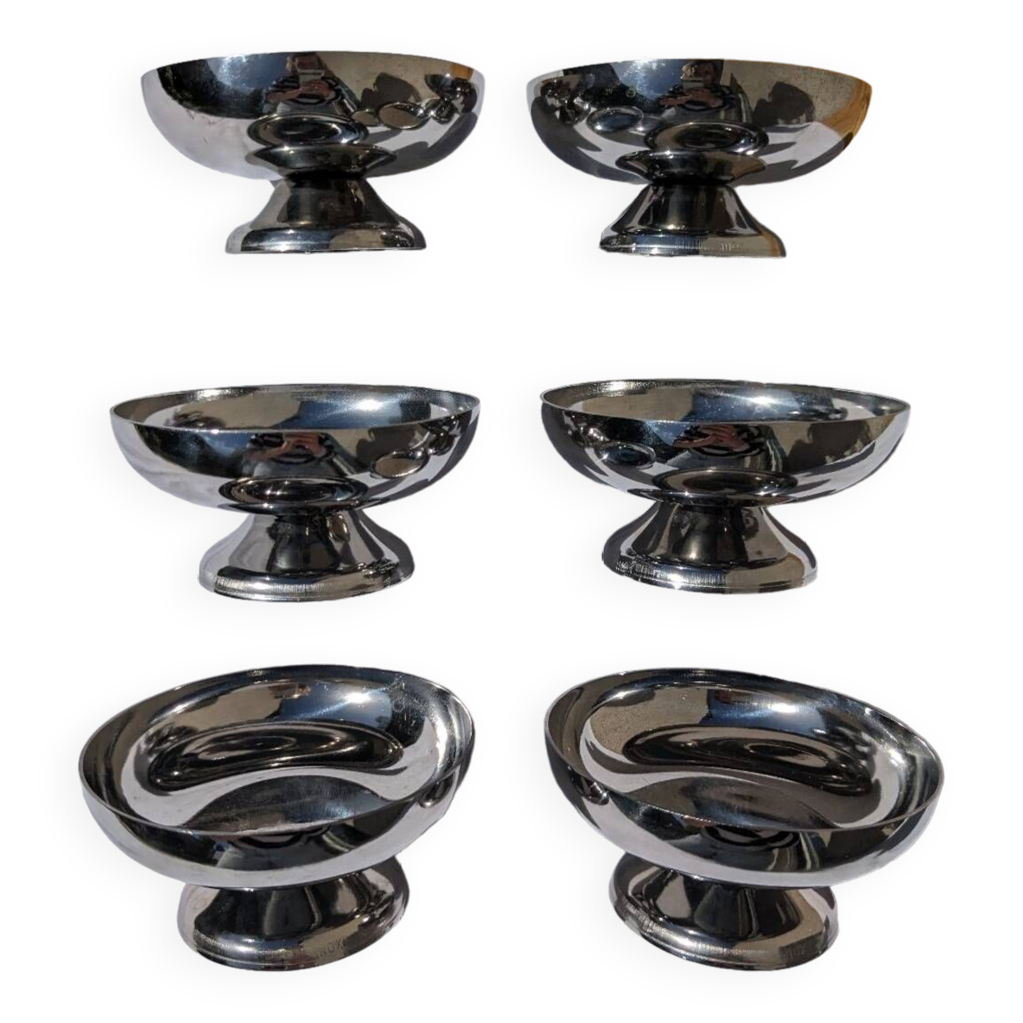 6 vintage ice cream cups