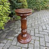 Robust Vintage Wooden Plant Stand, Oak Pedestal Table, Mid Century Pillar for Plants, Rustic Farmhouse Decor, Sturdy Home Accent