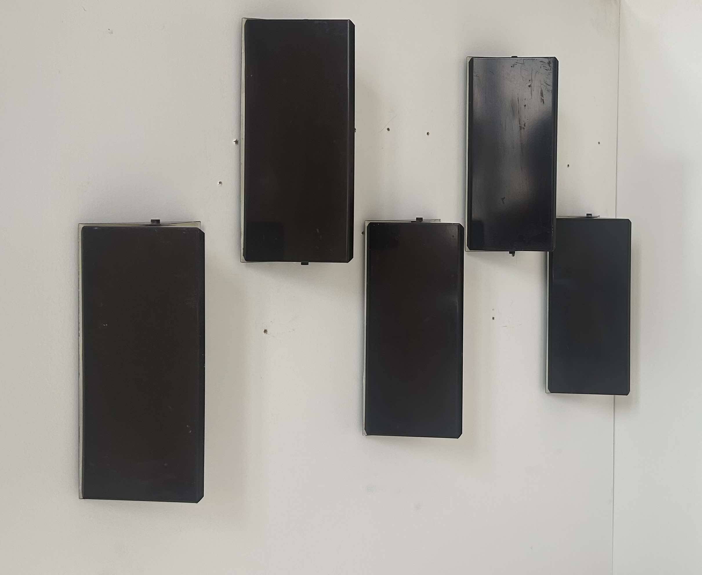 Set of 5 vintage shuttered wall lights, brown, France 1970