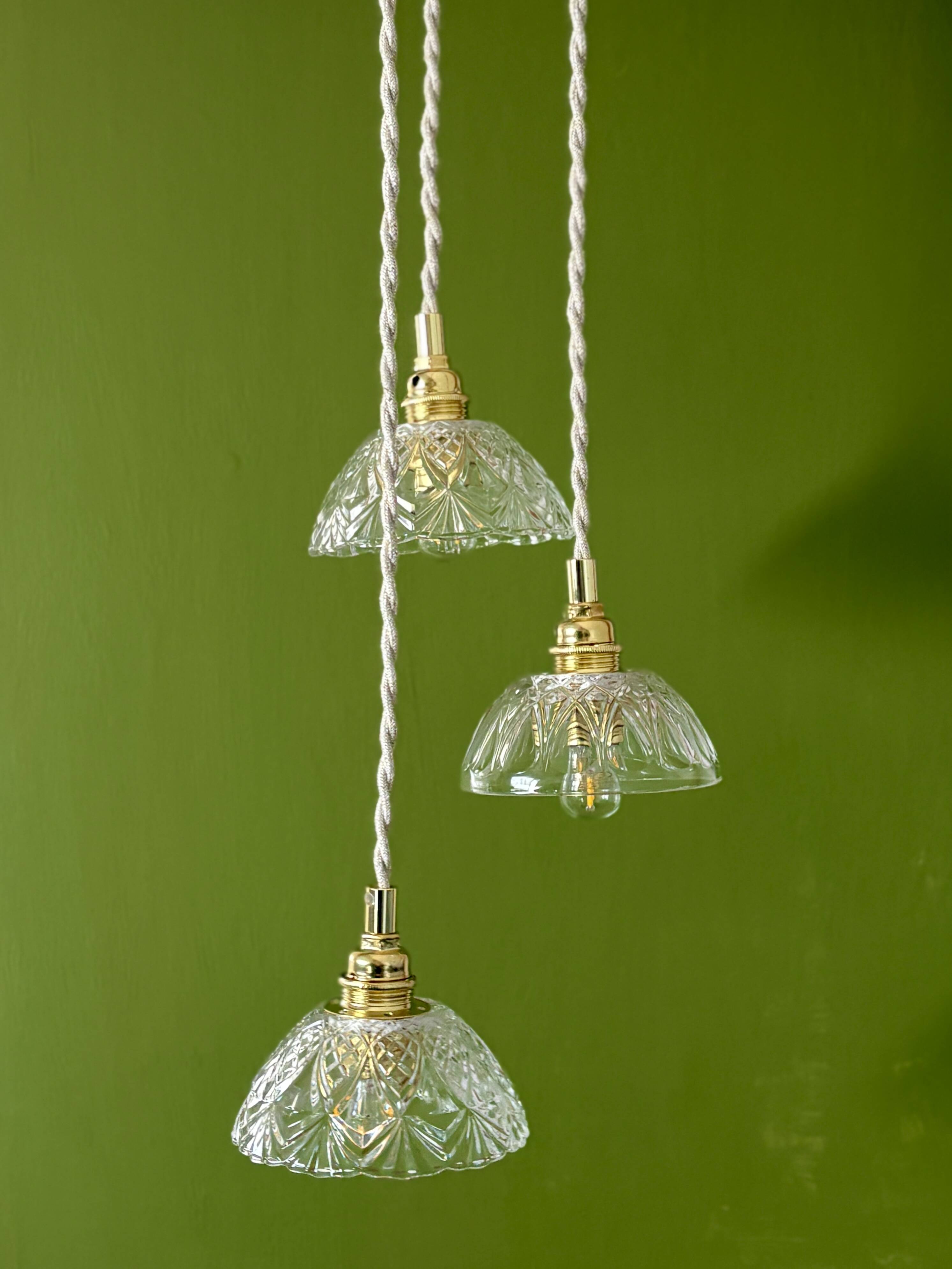 Vintage triple suspension lampshade in cut glass - tableware collection