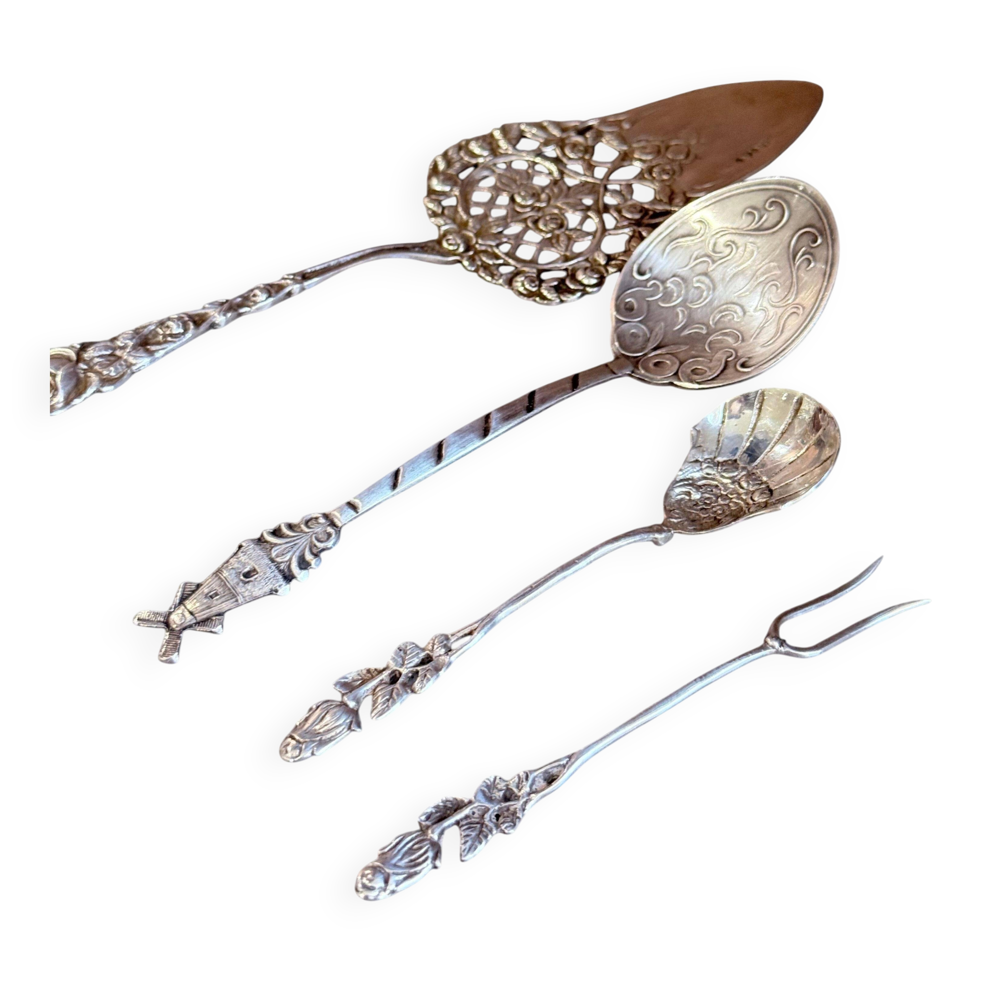 Antique Swedish Sterling Silver Hors d'Oeuvre and Dessert Serving Set, 1949