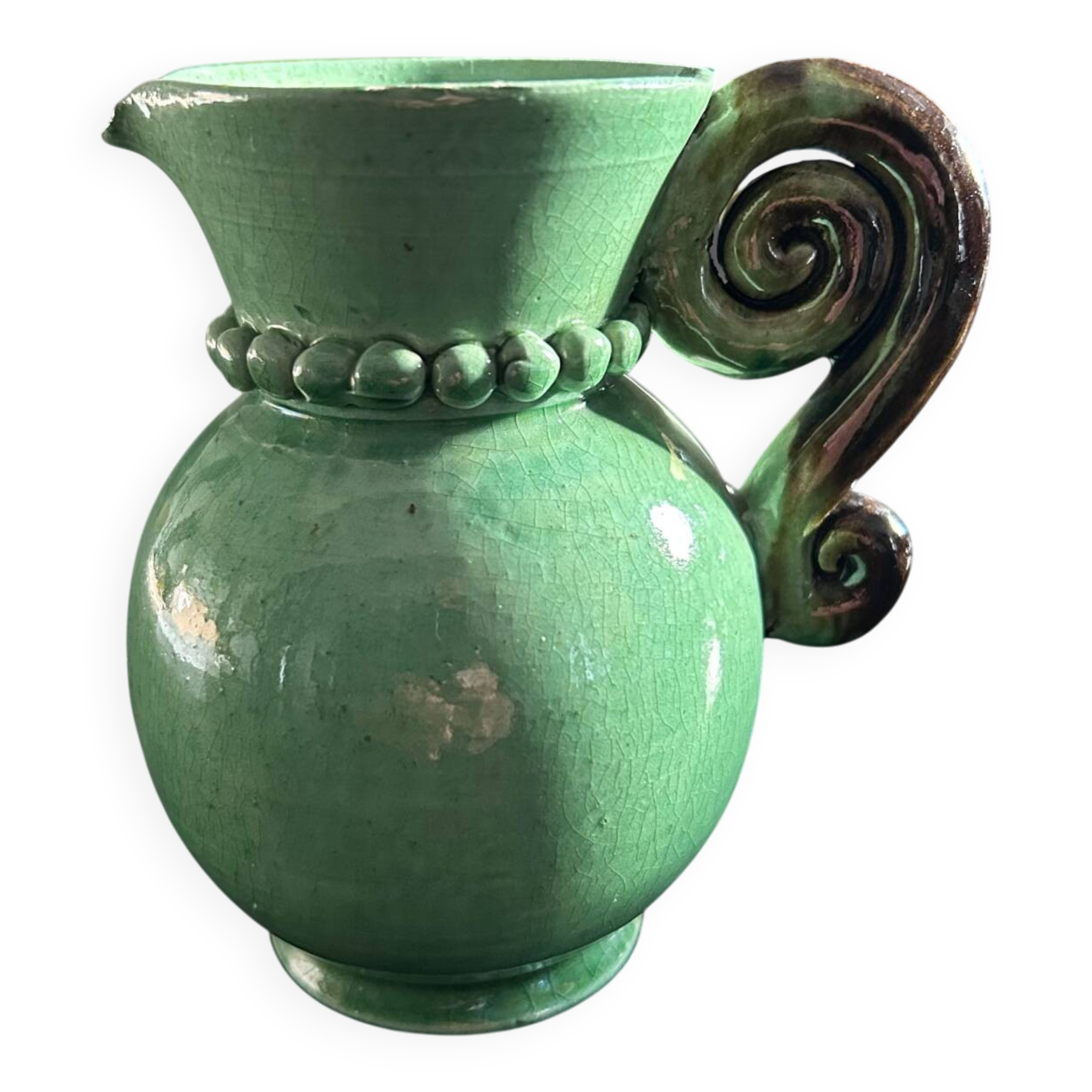 Art Deco celadon pearl pitcher