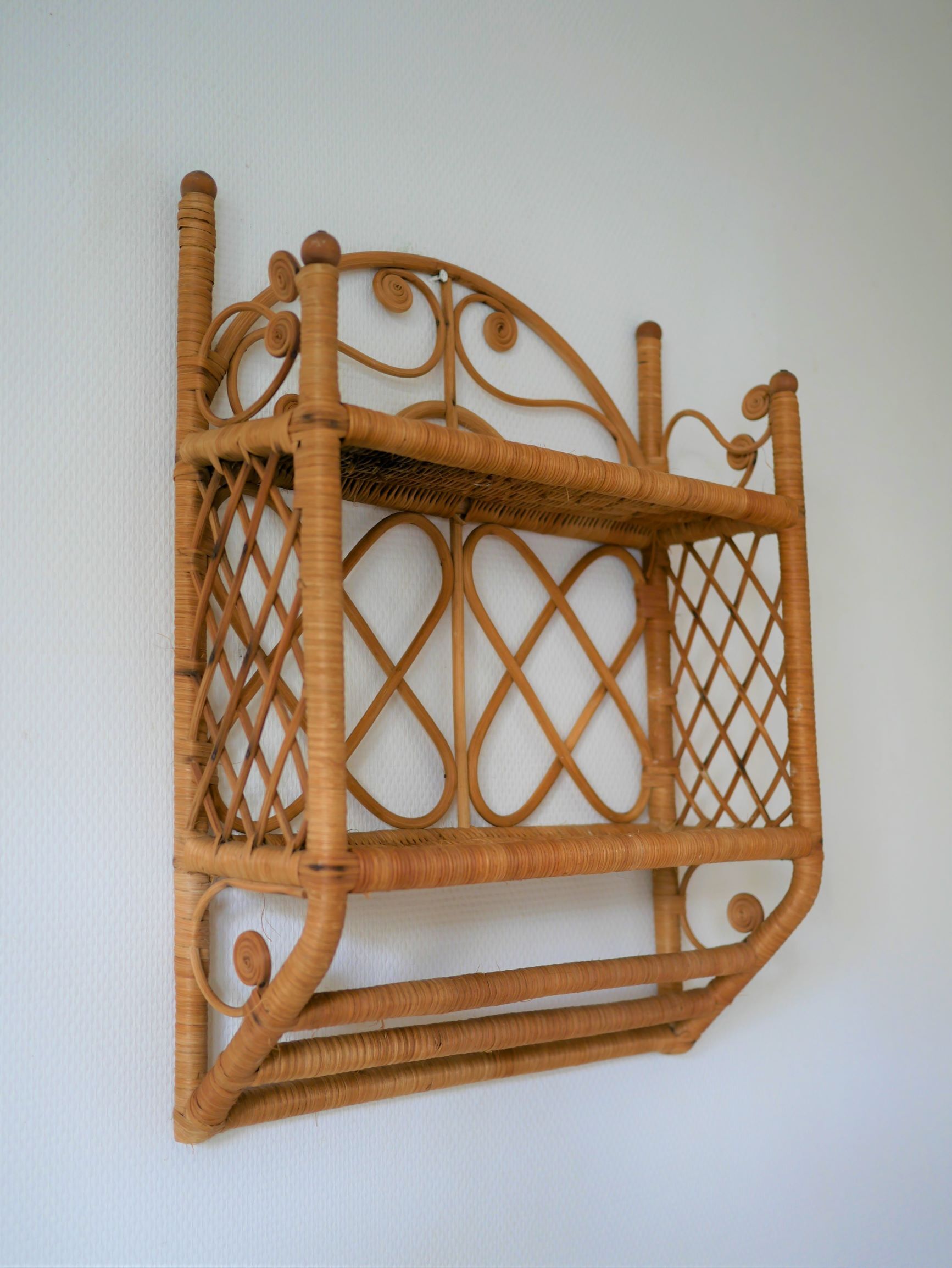 Rattan wall shelf