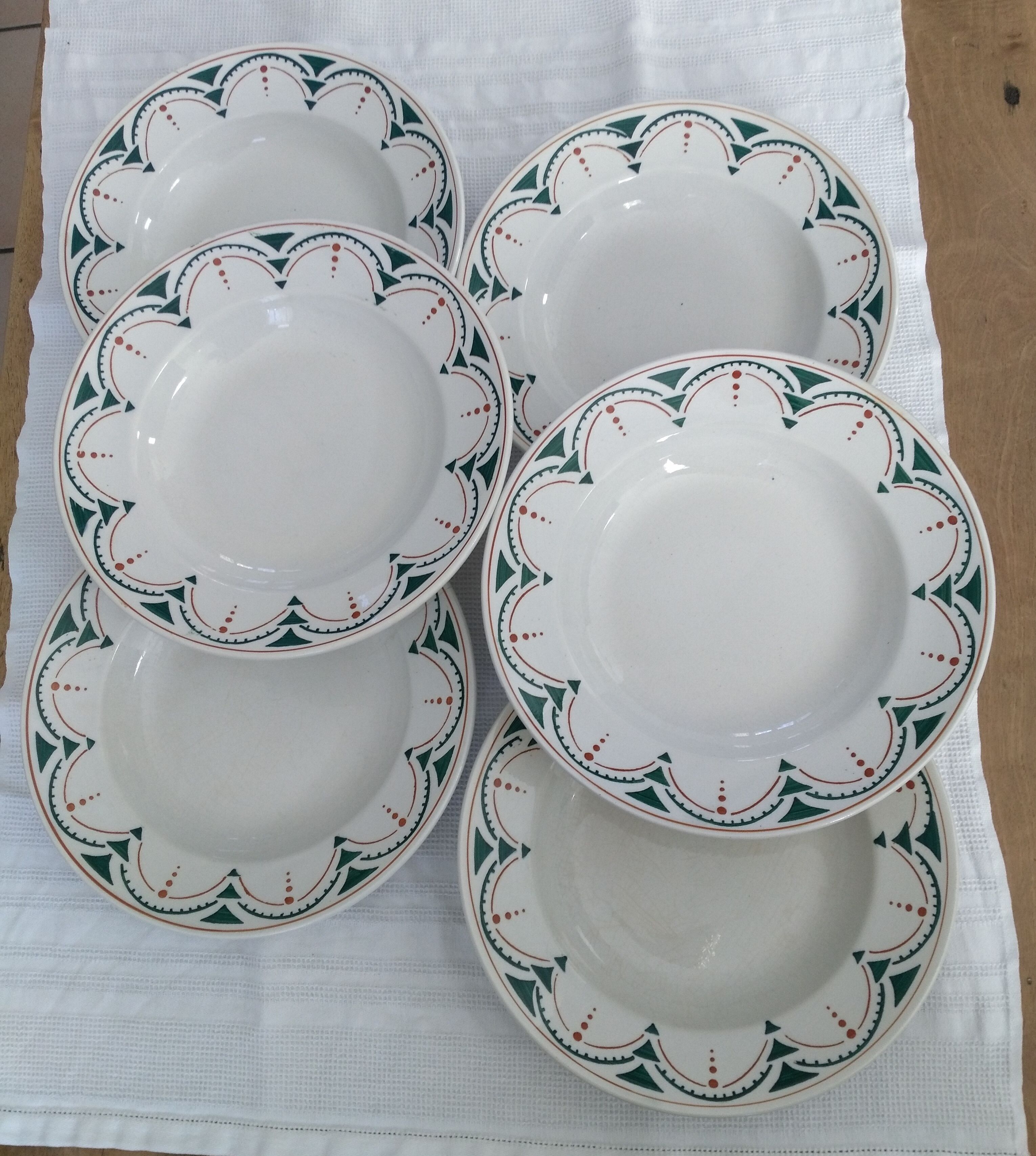 Set of 6 Art Deco plates in Lunéville porcelain model SUCCAO