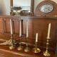 Set of 5 candle holders in fine golden brass XXth