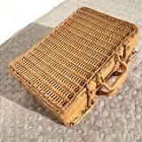 Petite valise vintage en rotin 1970