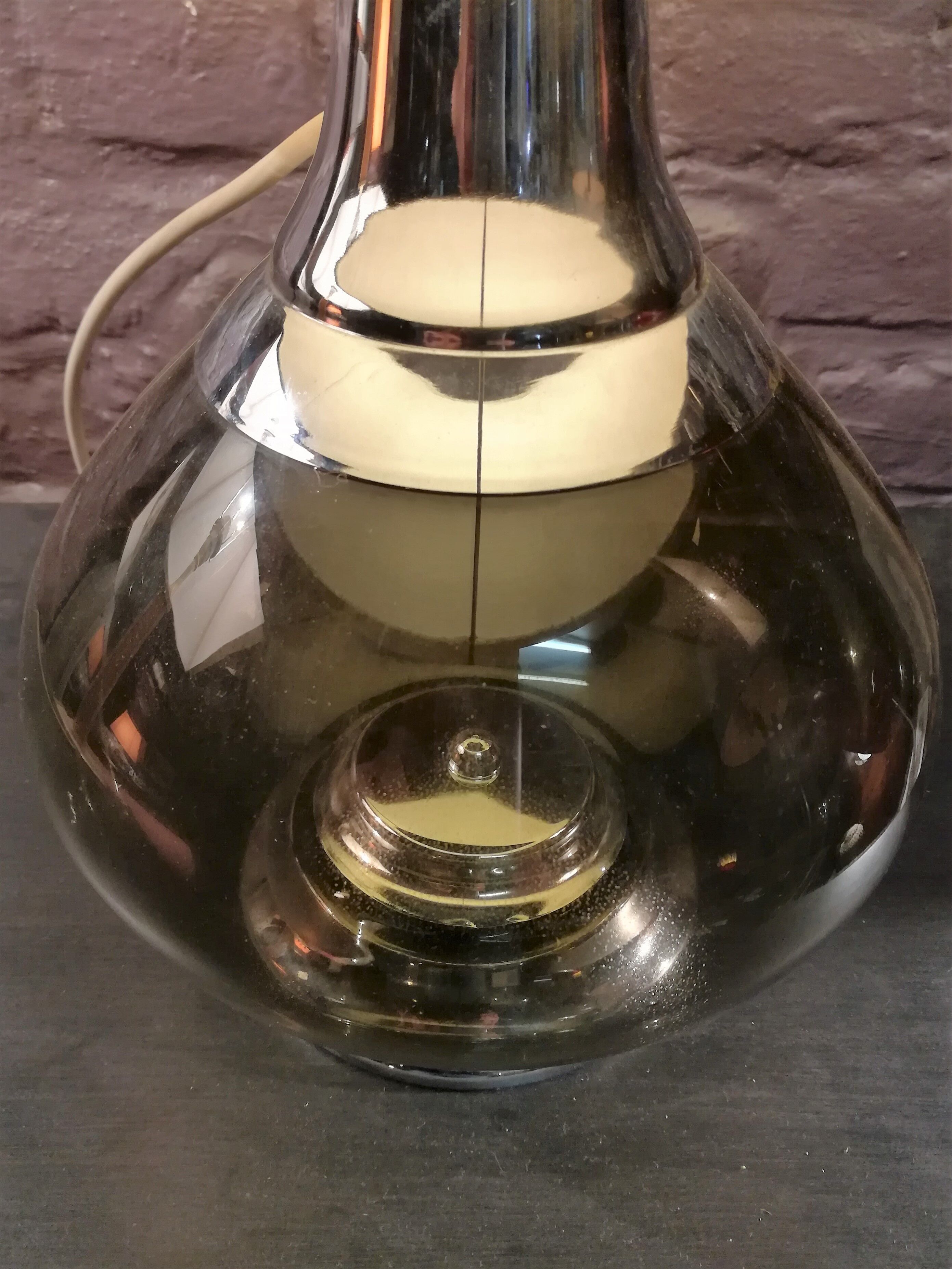 Lamp in glass and chrome