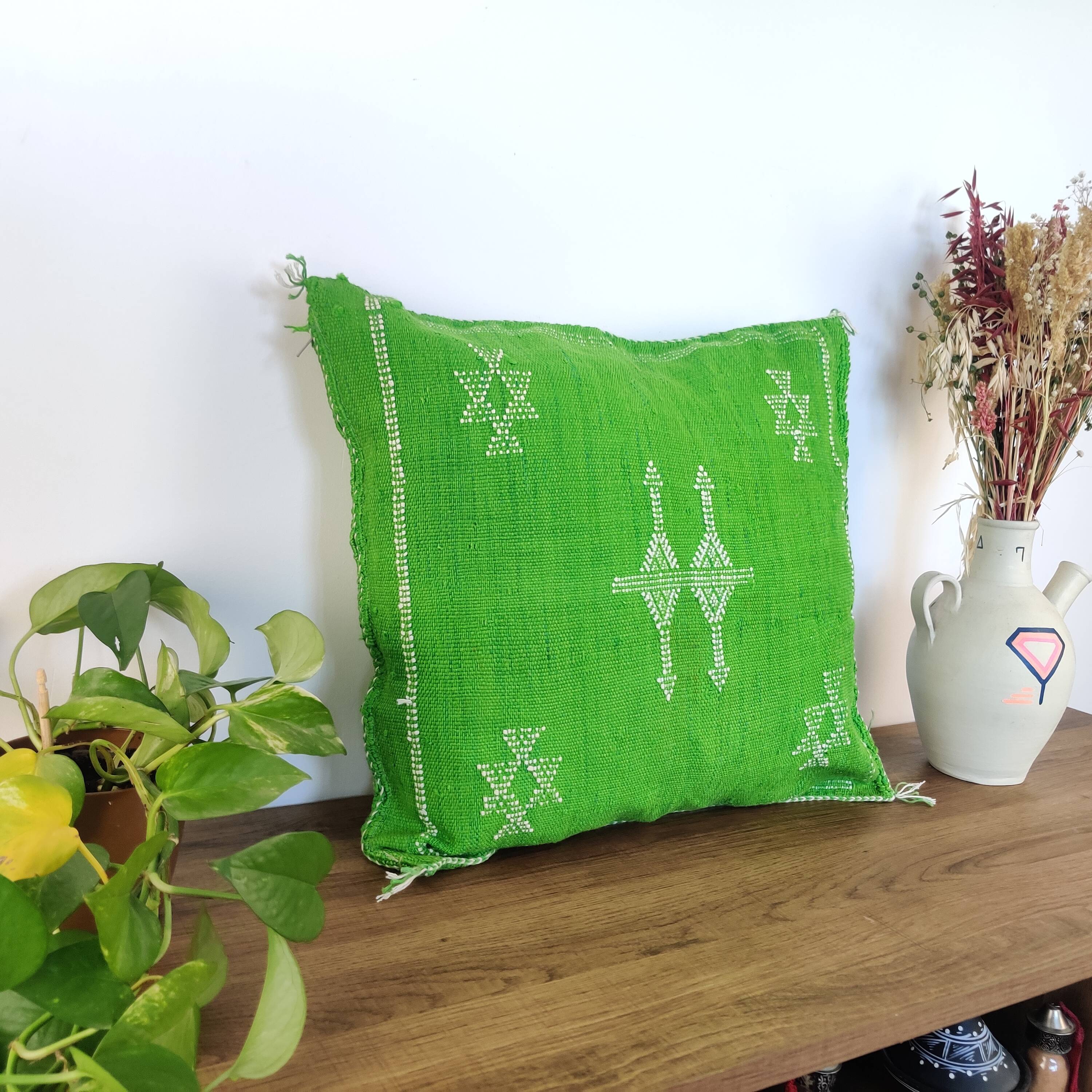 Berber cushion sabra pistachio green