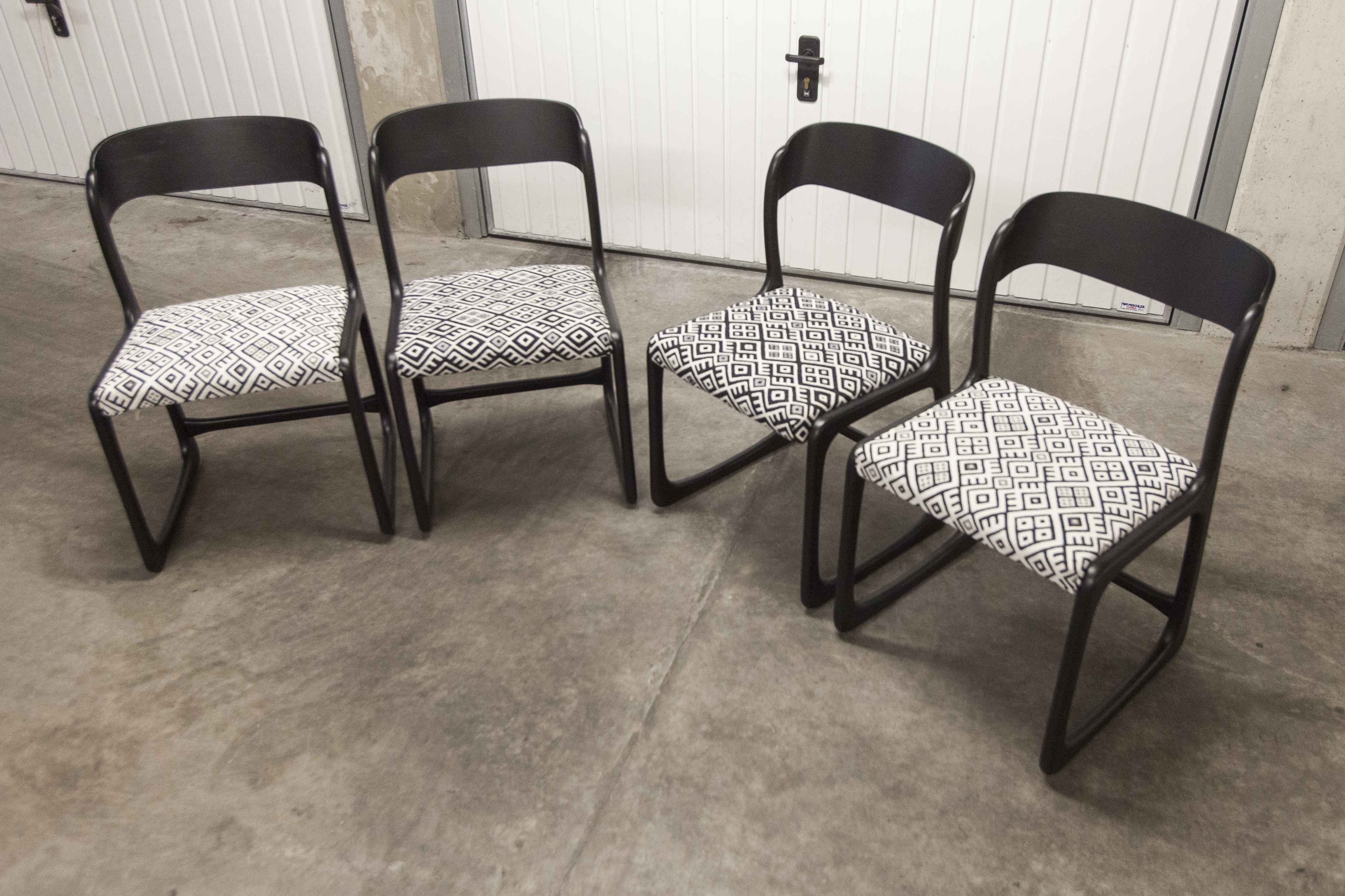 Lot of 4 Baumann chairs flat sled restored