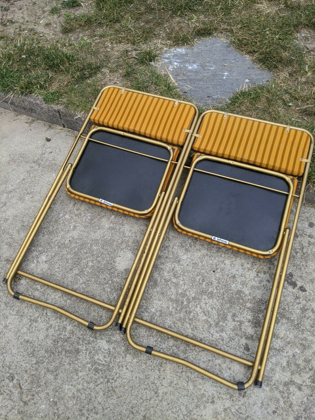 Duo of vintage lafuma foldable chairs