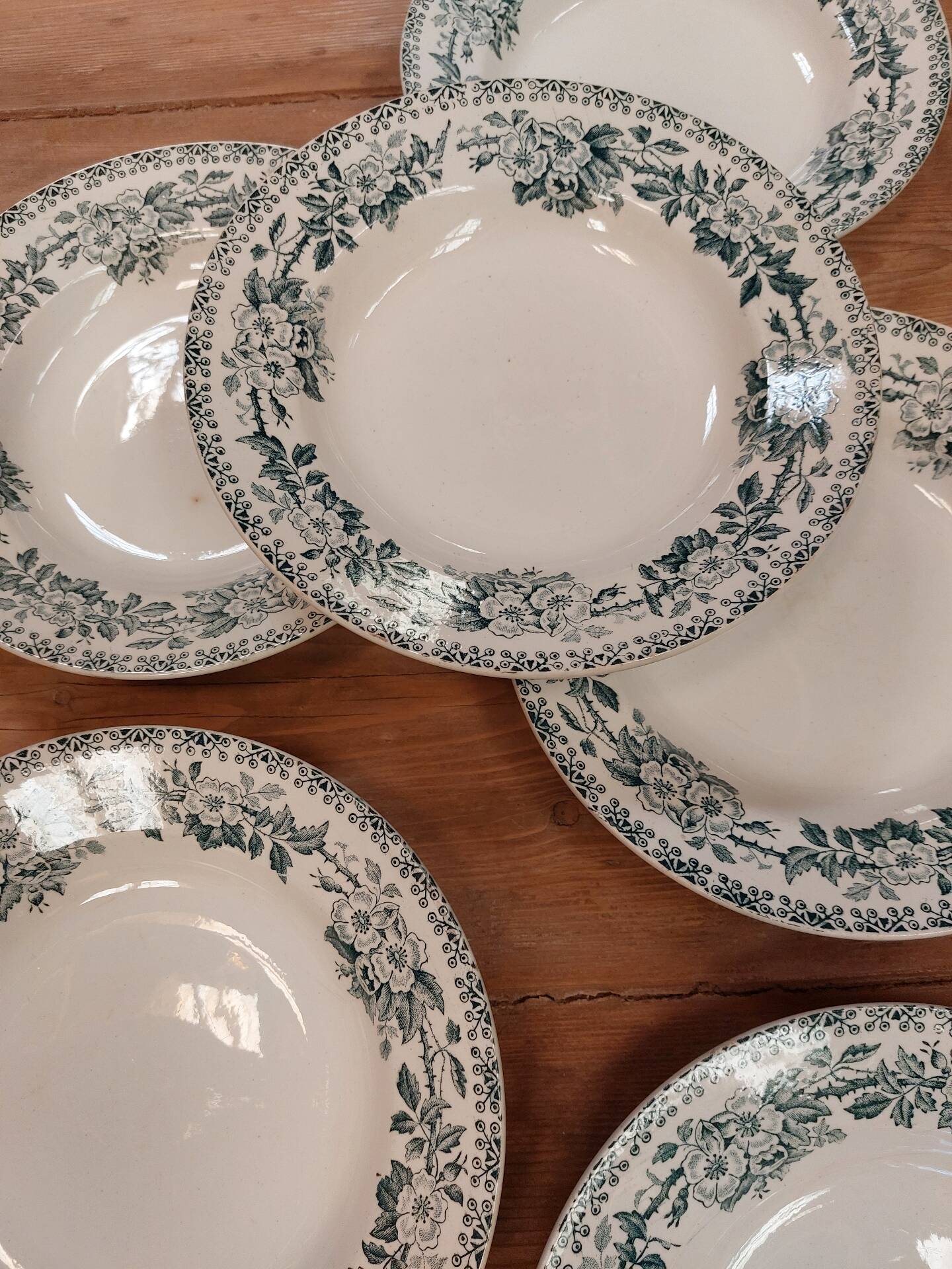 Set of 6 deep plates in ironstone - Guadeloupe model