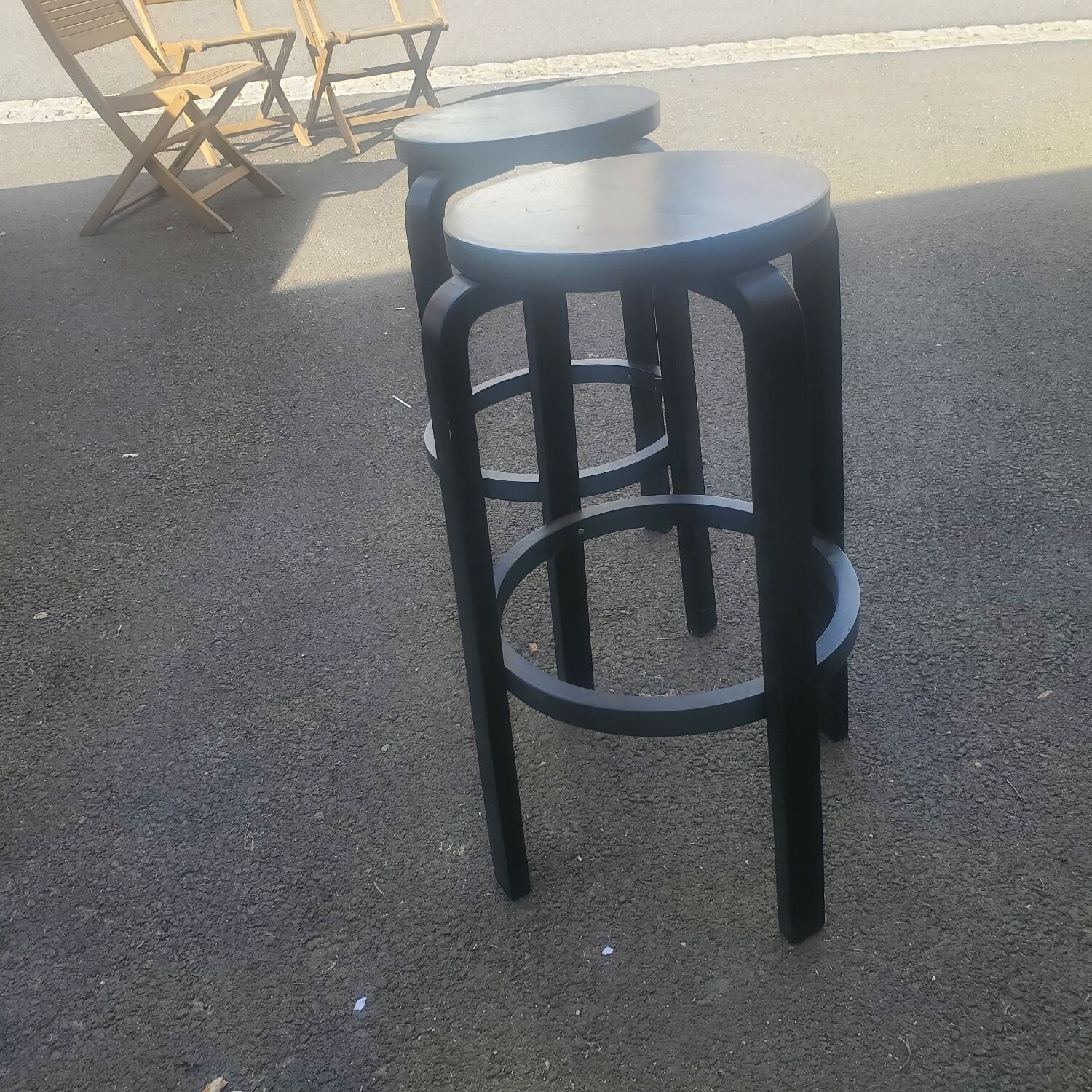Pair of black bar stools
