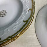 4 deep plates from Limoges with the PJC gold monogram.