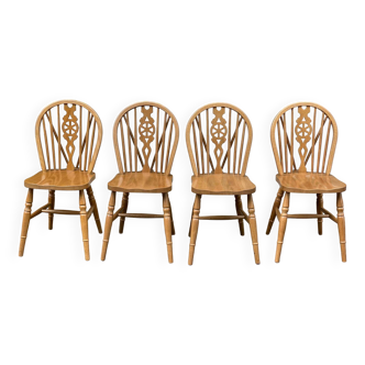 4 chaises anglaises Windsor Wheelback en bois massif courbé interior's