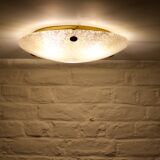 Ceiling lamp in watermarked glass & brass