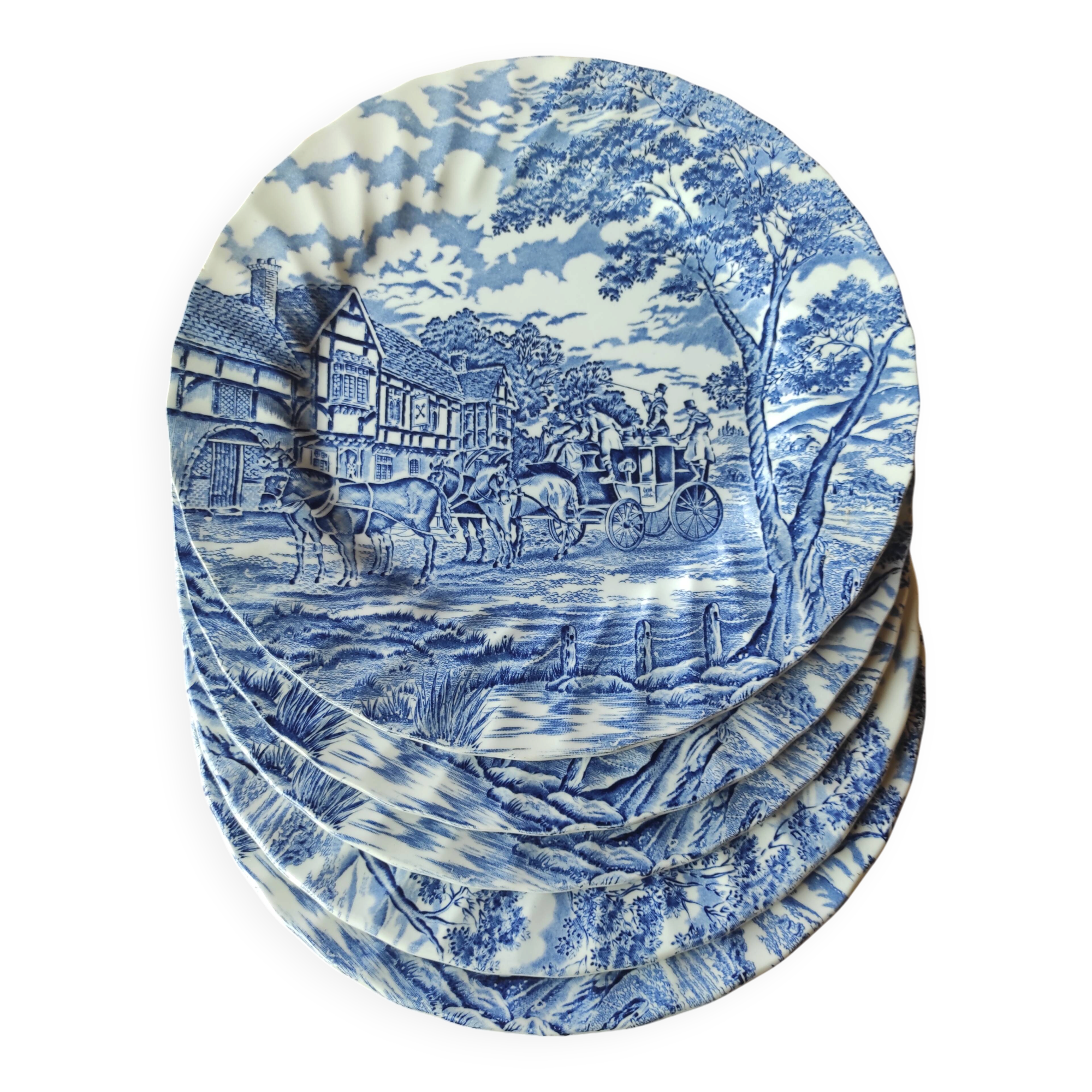 Set of 5 Myott Royal Maine dinner plates.