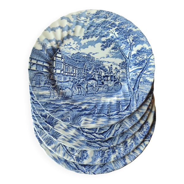 Lot de 5 assiettes plates Myott Royal Maine.