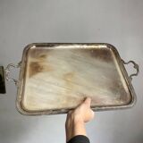 Silver-plated metal serving tray