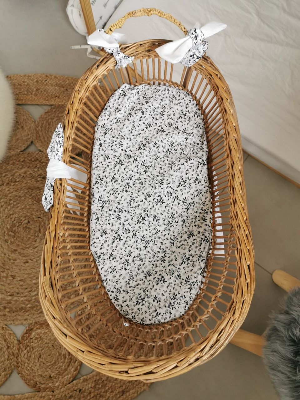 wicker doll cradle