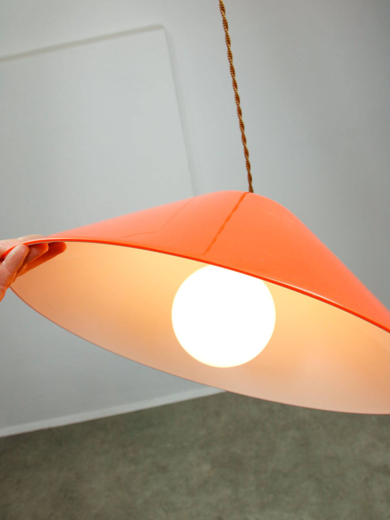 Mid-Century Orange Pendant Lamp from Guzzini, 1960s