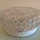 Round ceiling lamp in structured glass vintage 60s-70s