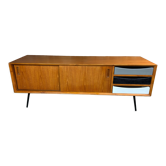Scandinavian style enfilade in solid teak and pencil feet