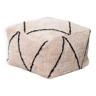 Pouf Beni ouarain blanc et noir