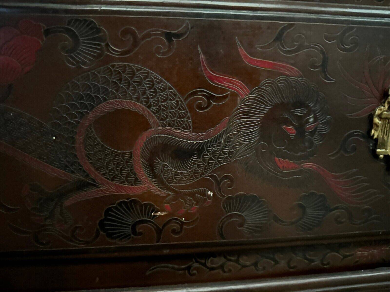 Chinese lacquer chest of drawers decorated with dragon late 19th century