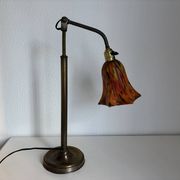 Vintage 1900 Clichy glass paste lamp, brass workshop desk - 60 cm