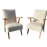 Set of 2 vintage bouclé armchairs