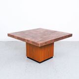 coffee table in copper and teak by heinz lilienthal, 1970s
