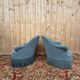 False pair of toad armchairs – Duck blue velvet – Mixed legs XI