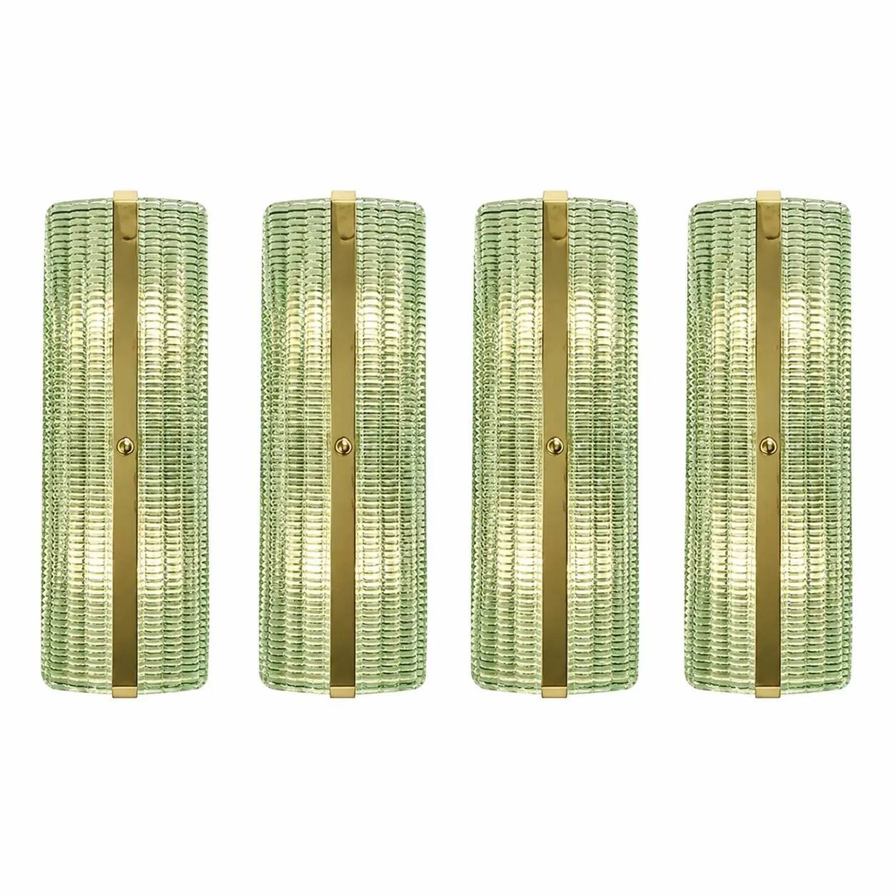 Contemporary Rectangular Murano Glass Wall Sconces With Chrome Finish – Set