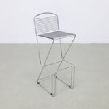 3x Postmodern Bar stool in Chromed Metal, 1980s