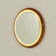 Italian backlit XL mirror in solid cherry wood, 1970s