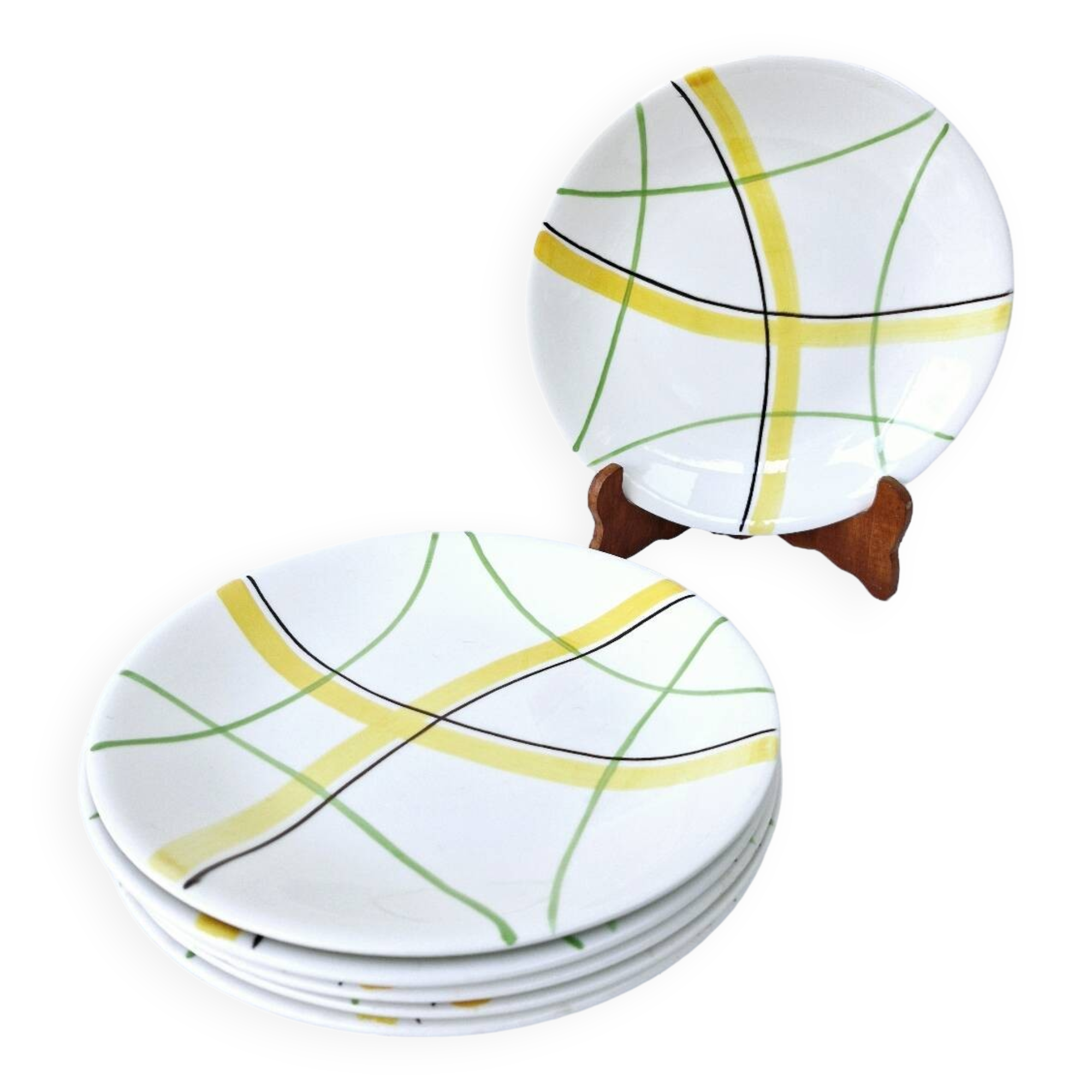 6 Vintage Gien Flat Plates Sarabande Model